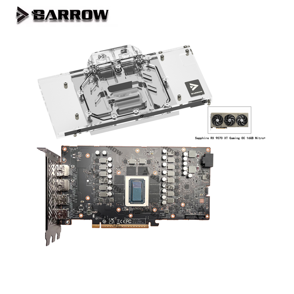 Barrow GPU Water Block For Sap - Rx 9070 Xt recension och pris