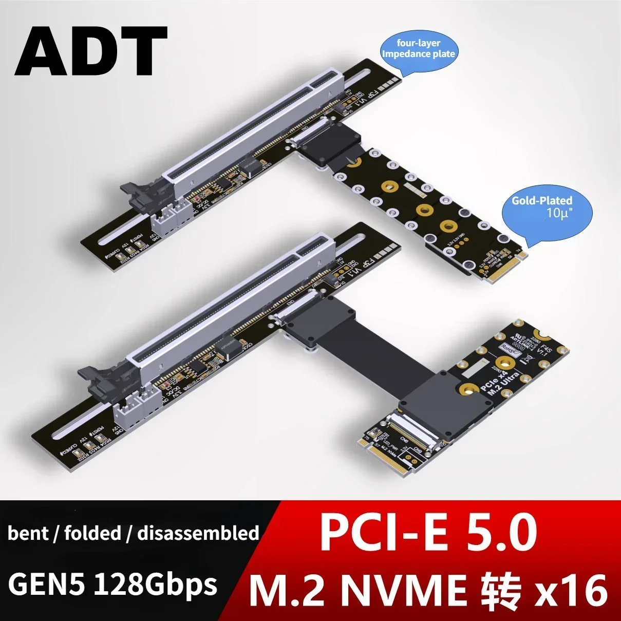 ADT-Link PCIe 5.0 M.2 NGFF NVM - Pcie 5.0 Gpu Riser Cable recension och pris